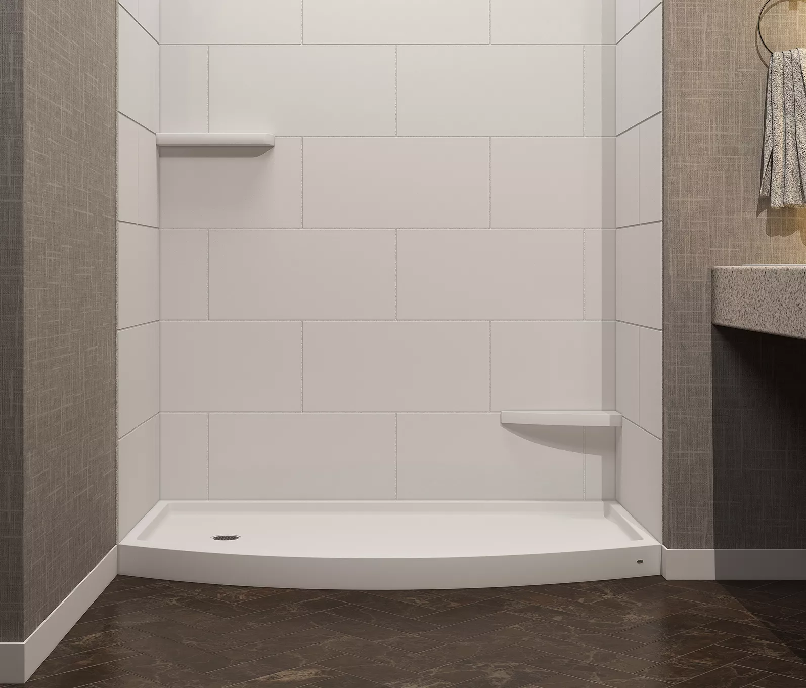 CFP-30-3660: 30-36 x 60 Curved Front Renovation Shower Pan
